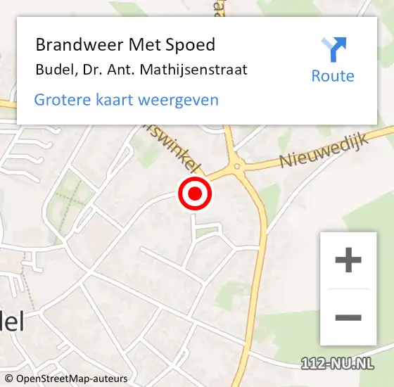 Locatie op kaart van de 112 melding: Brandweer Met Spoed Naar Budel, Dr. Ant. Mathijsenstraat op 8 juli 2023 12:44