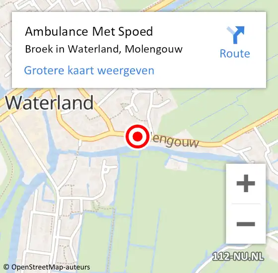 Locatie op kaart van de 112 melding: Ambulance Met Spoed Naar Broek in Waterland, Molengouw op 8 juli 2023 12:50