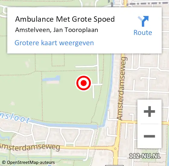 Locatie op kaart van de 112 melding: Ambulance Met Grote Spoed Naar Amstelveen, Jan Tooroplaan op 8 juli 2023 12:57