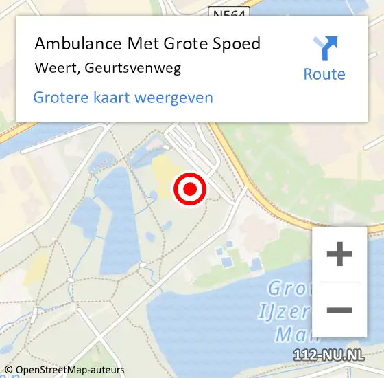 Locatie op kaart van de 112 melding: Ambulance Met Grote Spoed Naar Weert, Geurtsvenweg op 8 juli 2023 13:10