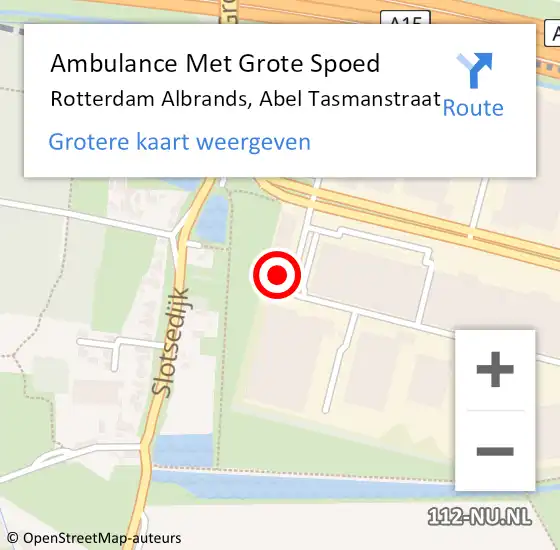 Locatie op kaart van de 112 melding: Ambulance Met Grote Spoed Naar Rotterdam Albrands, Abel Tasmanstraat op 8 juli 2023 13:17