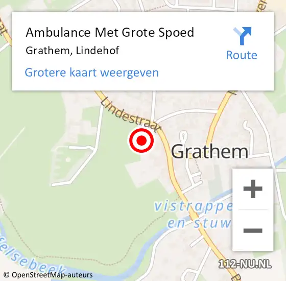 Locatie op kaart van de 112 melding: Ambulance Met Grote Spoed Naar Grathem, Lindehof op 1 september 2014 00:32