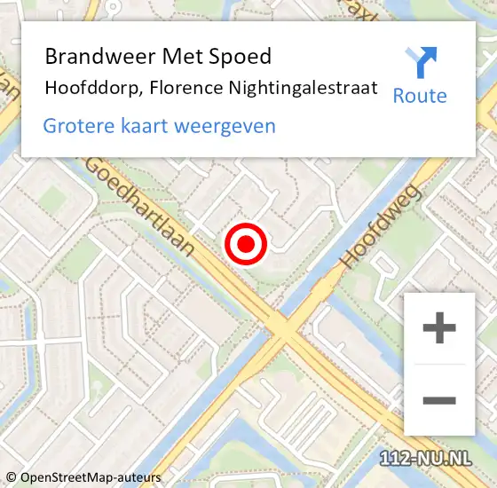 Locatie op kaart van de 112 melding: Brandweer Met Spoed Naar Hoofddorp, Florence Nightingalestraat op 8 juli 2023 13:20