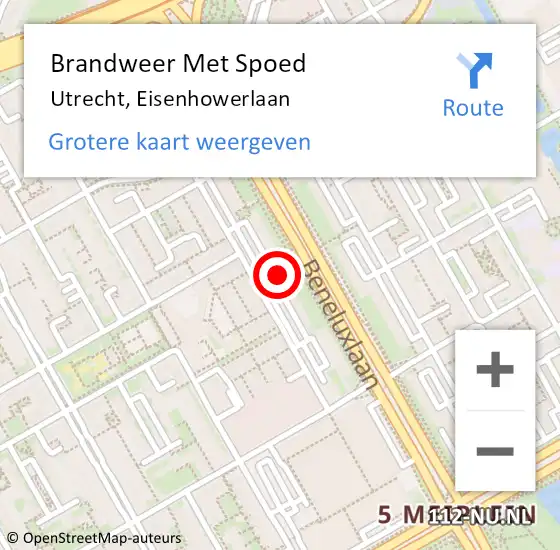 Locatie op kaart van de 112 melding: Brandweer Met Spoed Naar Utrecht, Eisenhowerlaan op 8 juli 2023 13:21