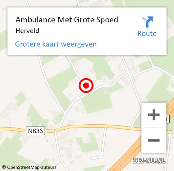 Locatie op kaart van de 112 melding: Ambulance Met Grote Spoed Naar Herveld op 8 juli 2023 13:27