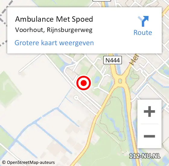 Locatie op kaart van de 112 melding: Ambulance Met Spoed Naar Voorhout, Rijnsburgerweg op 8 juli 2023 13:37