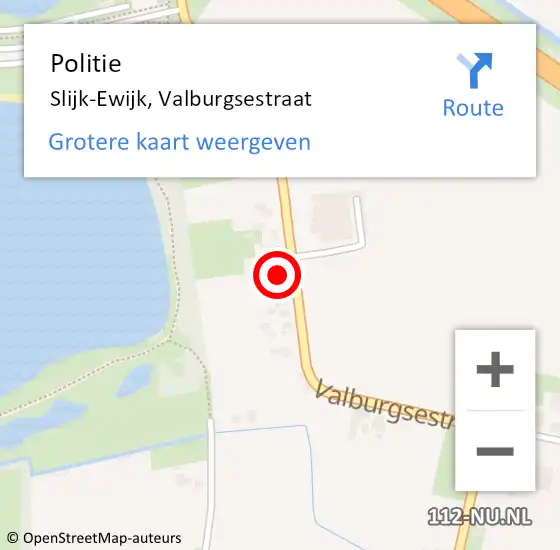 Locatie op kaart van de 112 melding: Politie Slijk-Ewijk, Valburgsestraat op 8 juli 2023 13:38