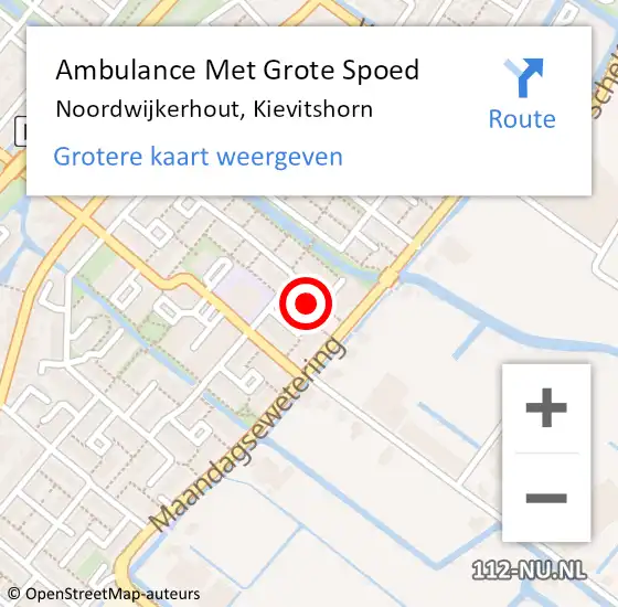 Locatie op kaart van de 112 melding: Ambulance Met Grote Spoed Naar Noordwijkerhout, Kievitshorn op 8 juli 2023 13:44