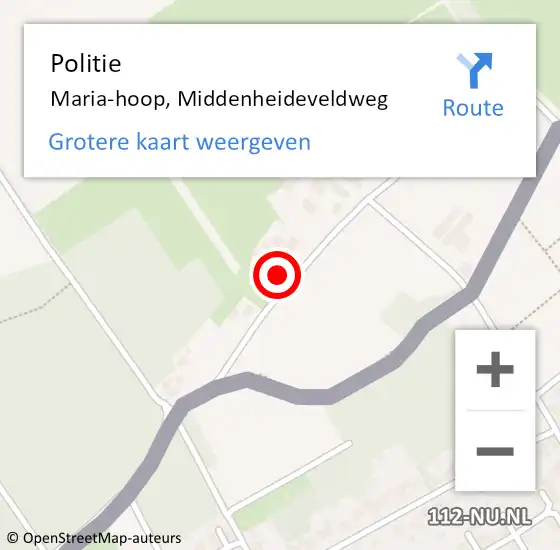 Locatie op kaart van de 112 melding: Politie Maria-hoop, Middenheideveldweg op 8 juli 2023 13:46