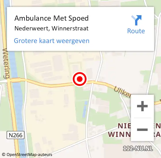 Locatie op kaart van de 112 melding: Ambulance Met Spoed Naar Nederweert, Winnerstraat op 8 juli 2023 13:50