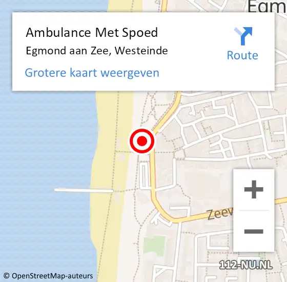 Locatie op kaart van de 112 melding: Ambulance Met Spoed Naar Egmond aan Zee, Westeinde op 8 juli 2023 14:01
