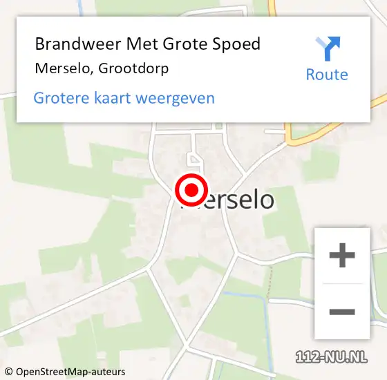 Locatie op kaart van de 112 melding: Brandweer Met Grote Spoed Naar Merselo, Grootdorp op 8 juli 2023 14:04