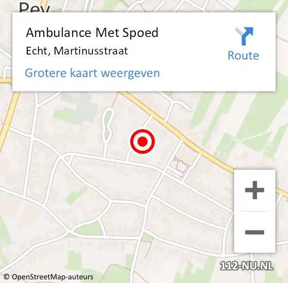 Locatie op kaart van de 112 melding: Ambulance Met Spoed Naar Echt, Martinusstraat op 8 juli 2023 14:07