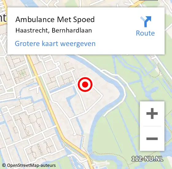 Locatie op kaart van de 112 melding: Ambulance Met Spoed Naar Haastrecht, Bernhardlaan op 8 juli 2023 14:40