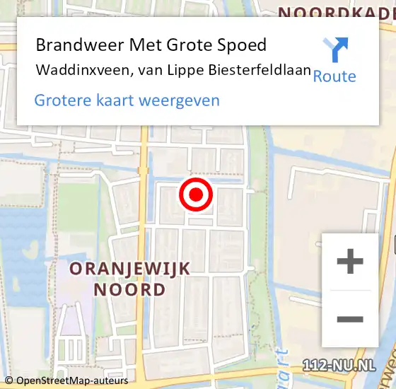 Locatie op kaart van de 112 melding: Brandweer Met Grote Spoed Naar Waddinxveen, van Lippe Biesterfeldlaan op 8 juli 2023 14:44