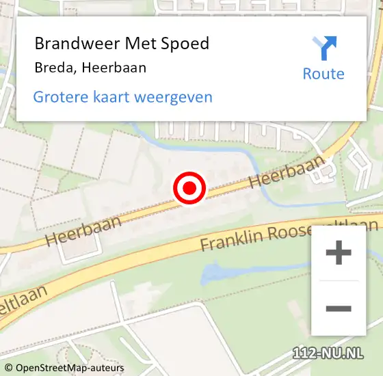 Locatie op kaart van de 112 melding: Brandweer Met Spoed Naar Breda, Heerbaan op 8 juli 2023 14:47