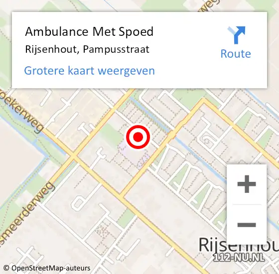 Locatie op kaart van de 112 melding: Ambulance Met Spoed Naar Rijsenhout, Pampusstraat op 8 juli 2023 14:56