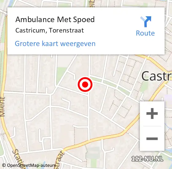 Locatie op kaart van de 112 melding: Ambulance Met Spoed Naar Castricum, Torenstraat op 8 juli 2023 15:01