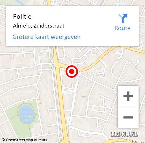 Locatie op kaart van de 112 melding: Politie Almelo, Zuiderstraat op 8 juli 2023 15:25