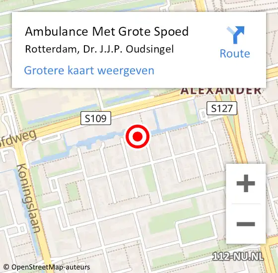Locatie op kaart van de 112 melding: Ambulance Met Grote Spoed Naar Rotterdam, Dr. J.J.P. Oudsingel op 8 juli 2023 15:44