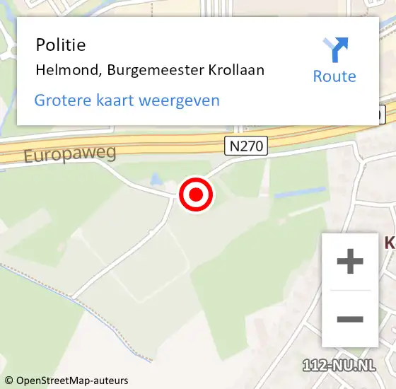 Locatie op kaart van de 112 melding: Politie Helmond, Burgemeester Krollaan op 8 juli 2023 15:59