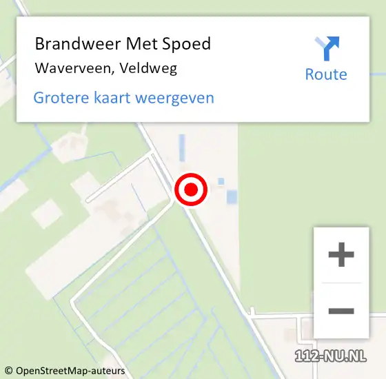 Locatie op kaart van de 112 melding: Brandweer Met Spoed Naar Waverveen, Veldweg op 8 juli 2023 16:00