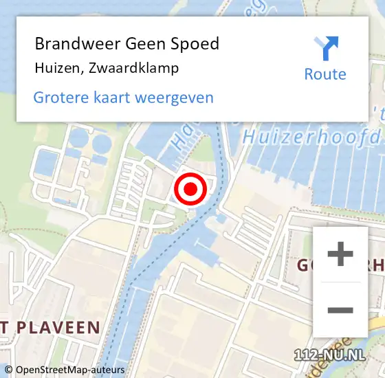 Locatie op kaart van de 112 melding: Brandweer Geen Spoed Naar Huizen, Zwaardklamp op 8 juli 2023 16:01