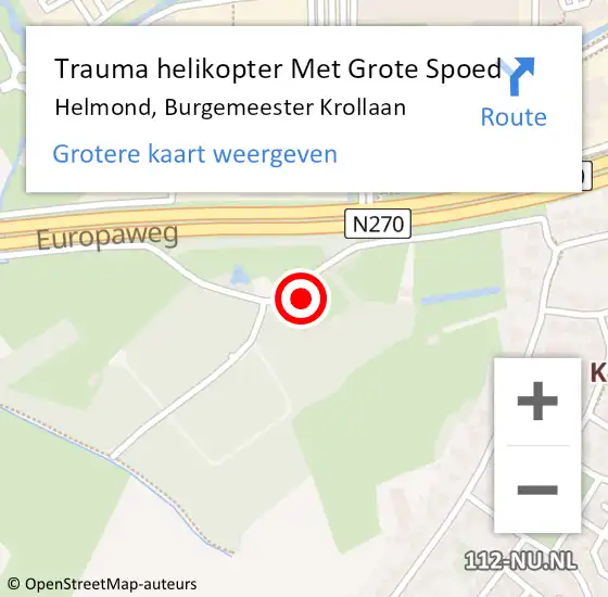 Locatie op kaart van de 112 melding: Trauma helikopter Met Grote Spoed Naar Helmond, Burgemeester Krollaan op 8 juli 2023 16:01