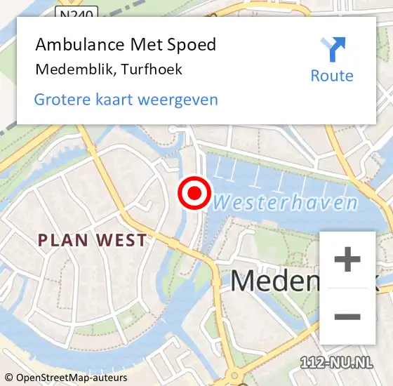 Locatie op kaart van de 112 melding: Ambulance Met Spoed Naar Medemblik, Turfhoek op 8 juli 2023 16:07