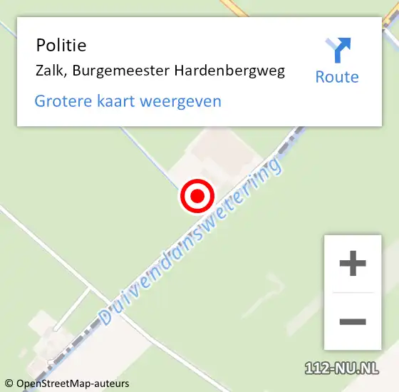 Locatie op kaart van de 112 melding: Politie Zalk, Burgemeester Hardenbergweg op 8 juli 2023 16:10