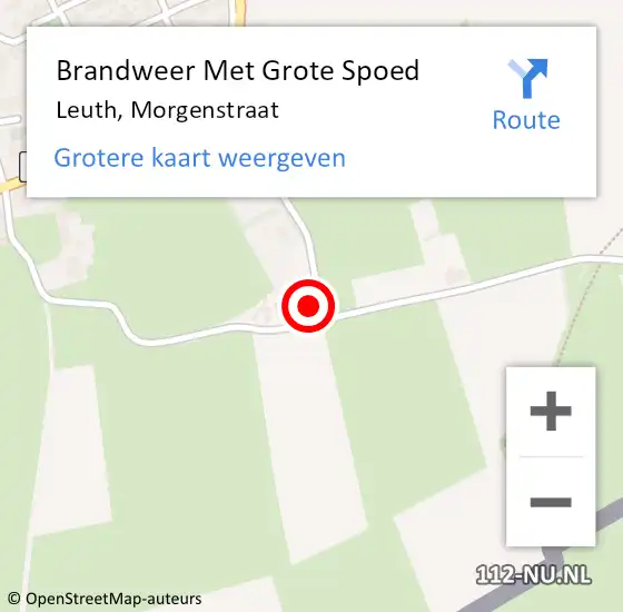 Locatie op kaart van de 112 melding: Brandweer Met Grote Spoed Naar Leuth, Morgenstraat op 8 juli 2023 16:12