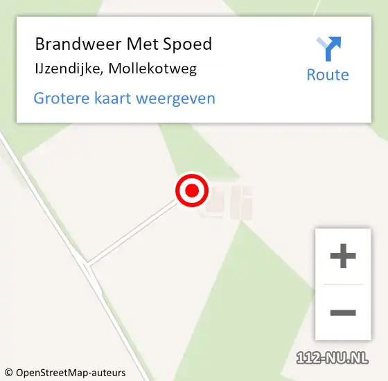 Locatie op kaart van de 112 melding: Brandweer Met Spoed Naar IJzendijke, Mollekotweg op 8 juli 2023 16:17