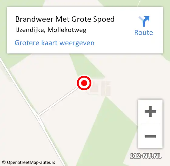 Locatie op kaart van de 112 melding: Brandweer Met Grote Spoed Naar IJzendijke, Mollekotweg op 8 juli 2023 16:23