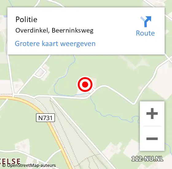 Locatie op kaart van de 112 melding: Politie Overdinkel, Beerninksweg op 8 juli 2023 16:49