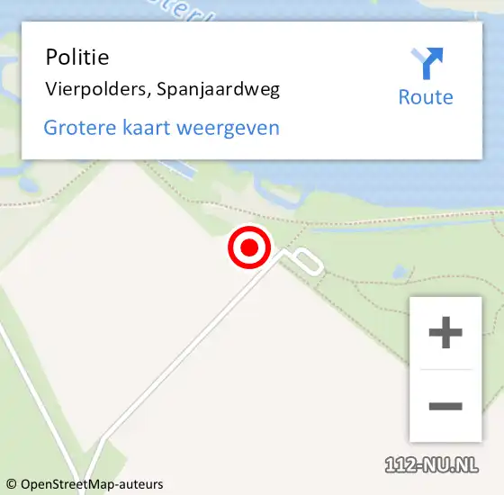 Locatie op kaart van de 112 melding: Politie Vierpolders, Spanjaardweg op 8 juli 2023 17:01