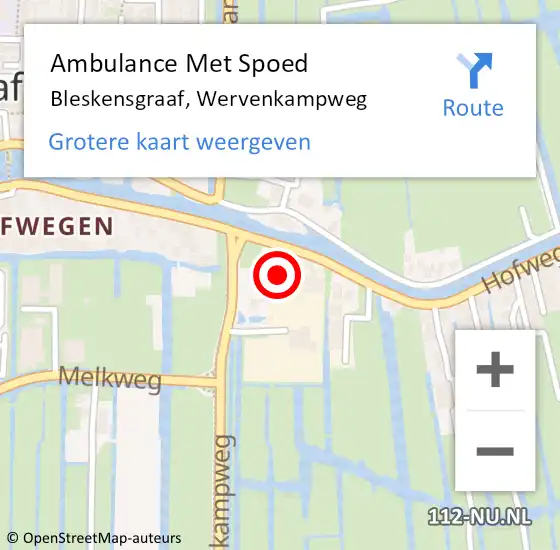 Locatie op kaart van de 112 melding: Ambulance Met Spoed Naar Bleskensgraaf, Wervenkampweg op 8 juli 2023 17:06