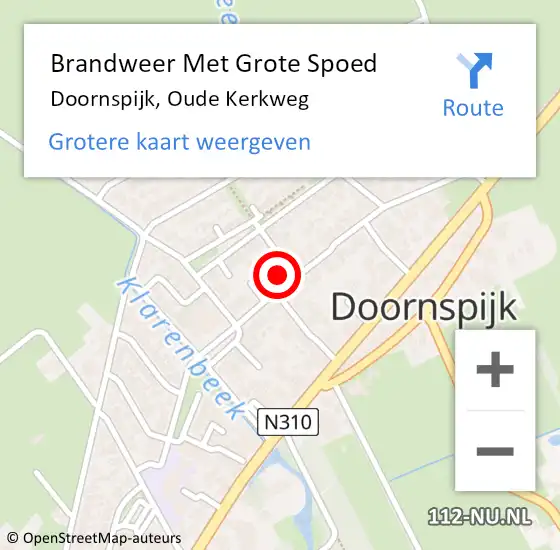 Locatie op kaart van de 112 melding: Brandweer Met Grote Spoed Naar Doornspijk, Oude Kerkweg op 8 juli 2023 17:19