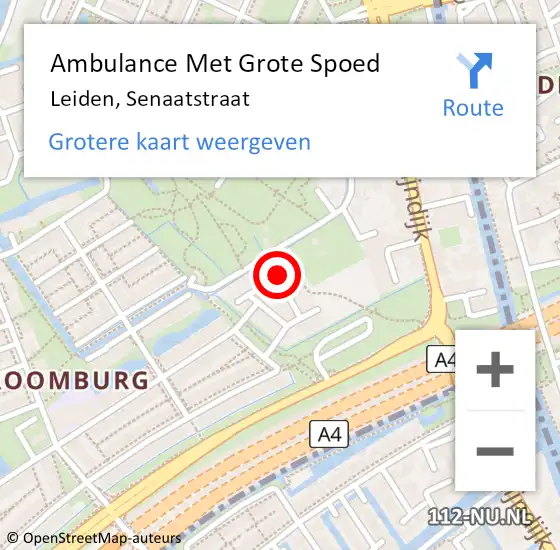 Locatie op kaart van de 112 melding: Ambulance Met Grote Spoed Naar Leiden, Senaatstraat op 8 juli 2023 17:25