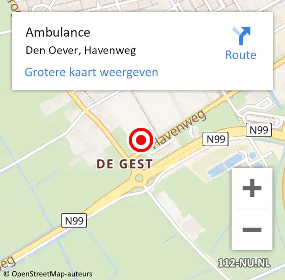 Locatie op kaart van de 112 melding: Ambulance Den Oever, Havenweg op 8 juli 2023 17:36