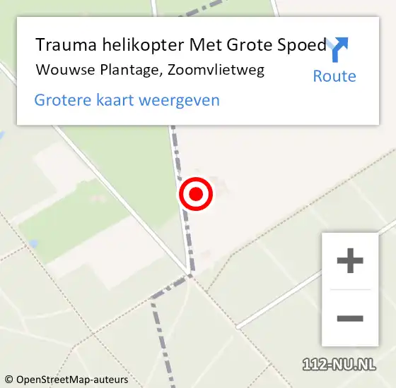 Locatie op kaart van de 112 melding: Trauma helikopter Met Grote Spoed Naar Wouwse Plantage, Zoomvlietweg op 8 juli 2023 17:37