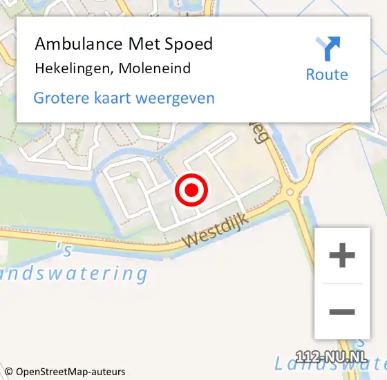 Locatie op kaart van de 112 melding: Ambulance Met Spoed Naar Hekelingen, Moleneind op 8 juli 2023 17:58