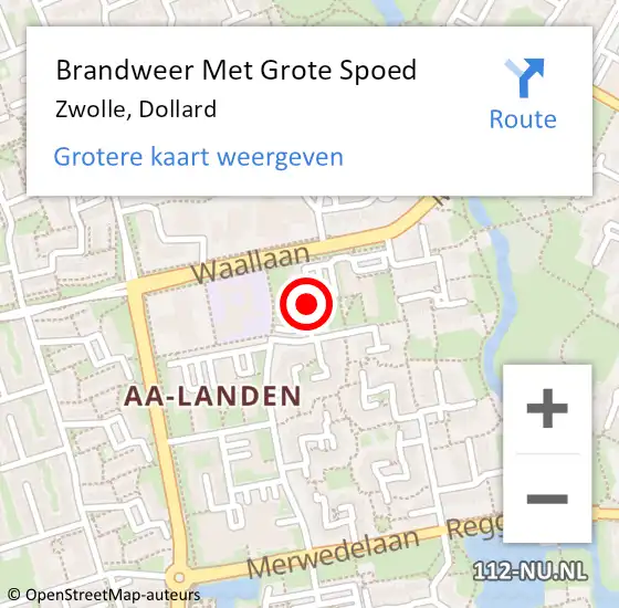 Locatie op kaart van de 112 melding: Brandweer Met Grote Spoed Naar Zwolle, Dollard op 8 juli 2023 18:10