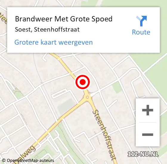 Locatie op kaart van de 112 melding: Brandweer Met Grote Spoed Naar Soest, Steenhoffstraat op 8 juli 2023 18:12