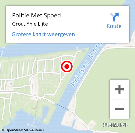 Locatie op kaart van de 112 melding: Politie Met Spoed Naar Grou, Yn'e Lijte op 8 juli 2023 18:29