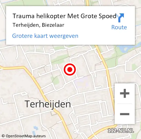 Locatie op kaart van de 112 melding: Trauma helikopter Met Grote Spoed Naar Terheijden, Biezelaar op 8 juli 2023 18:33