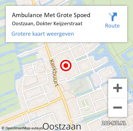 Locatie op kaart van de 112 melding: Ambulance Met Grote Spoed Naar Oostzaan, Dokter Keijzerstraat op 8 juli 2023 18:34