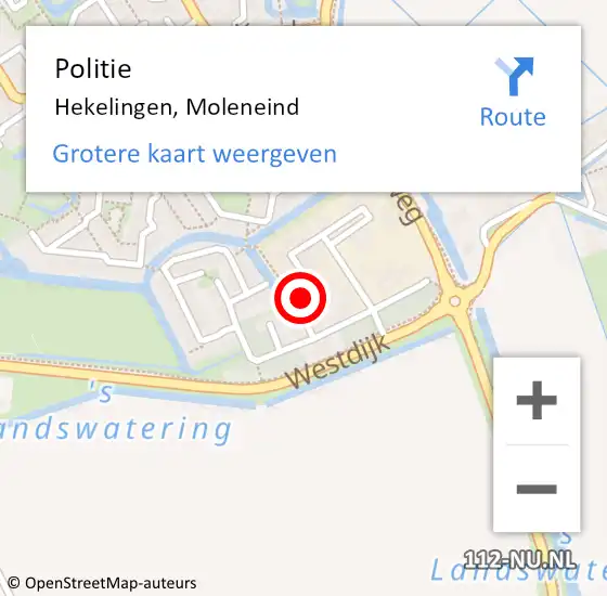 Locatie op kaart van de 112 melding: Politie Hekelingen, Moleneind op 8 juli 2023 18:37