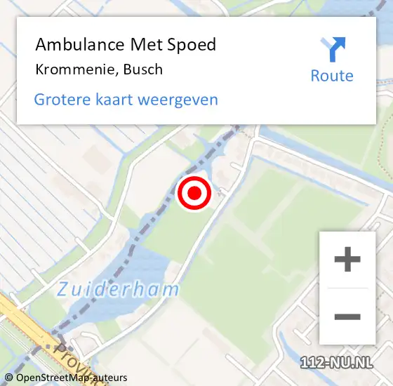 Locatie op kaart van de 112 melding: Ambulance Met Spoed Naar Krommenie, Busch op 8 juli 2023 18:45