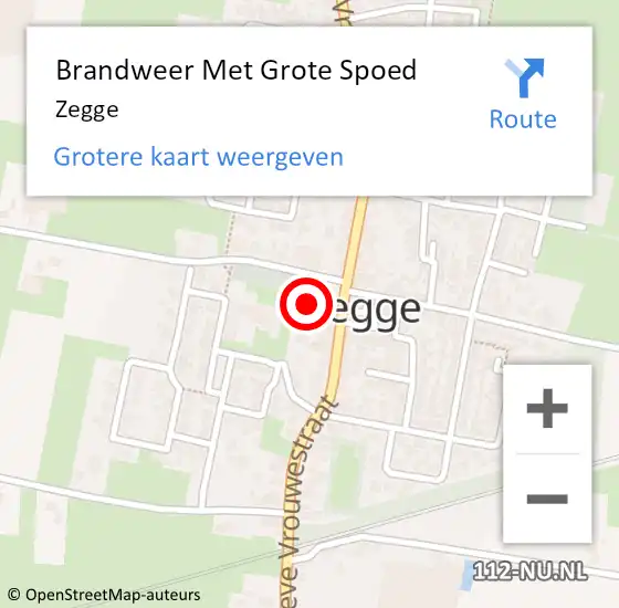 Locatie op kaart van de 112 melding: Brandweer Met Grote Spoed Naar Zegge op 8 juli 2023 18:55