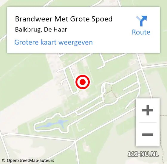 Locatie op kaart van de 112 melding: Brandweer Met Grote Spoed Naar Balkbrug, De Haar op 8 juli 2023 19:17